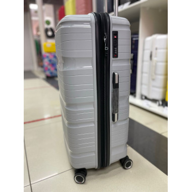 Чемодан 28 дюймов Travel Fashion светло-серый с расширением из полипропилена